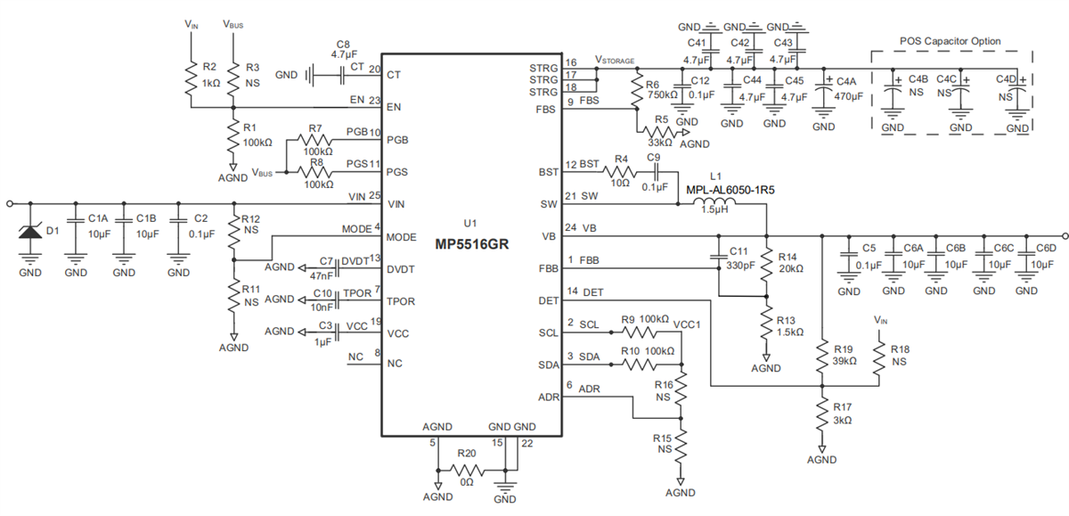 Schematic - Monolithic Power Systems (MPS) EVL5516-R-00A Evaluation Board